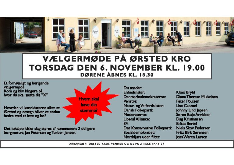Et fornøjeligt og berigende vælgermøde – Torsdag d. 6. nov. kl. 19 på Ørsted Kro